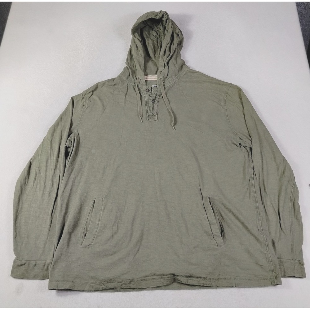 St. John's Bay Hoodie Sweatshirt Mens 2XL Green Henley Lightweight